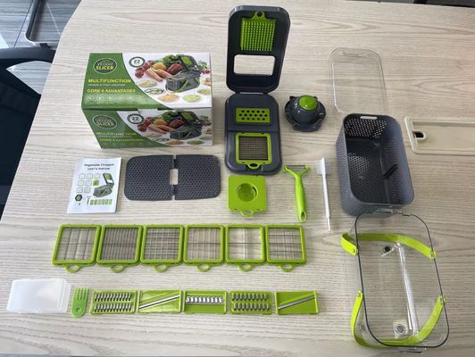 22pcs Vegetable Slicer Dicer with Drain Basket Handle and Sustainable Mandoline Cutter