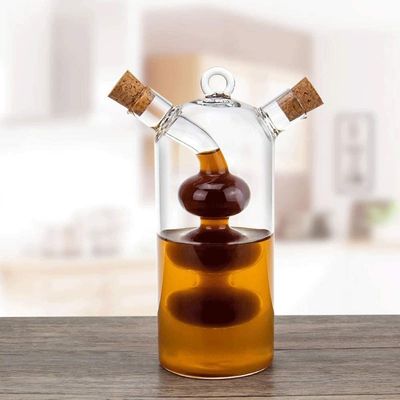 Clear Glass Bubble Pot 2-in-1 Kitchen Container for Separating Kettle and Cruet Bottle Set