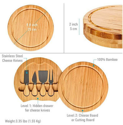 Sustainable Bamboo Cheese Board and Utensils Set for Cheese Plate Charcuterie Platter