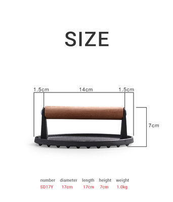 Kitchenware Customized Logo Cast Iron Meat Press for Quick and Delicious Smash Burgers