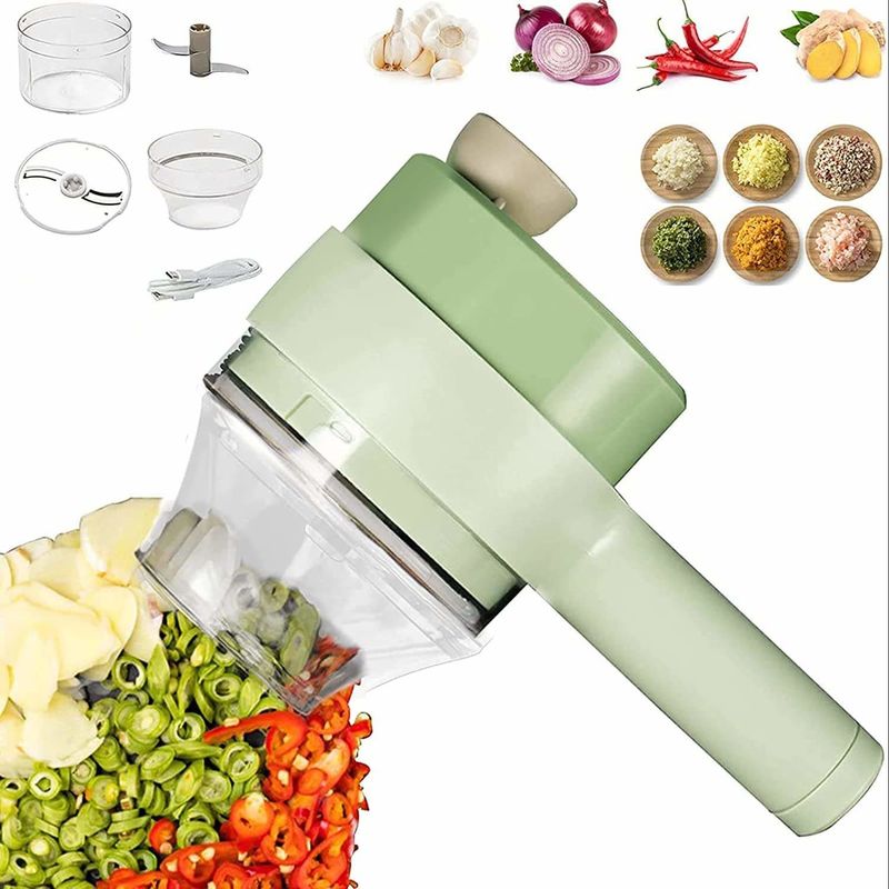 Europe Portable 4 in 1 Vegetable Cutter Set Smart Gadget Electric Slicer Kitchen Chopper