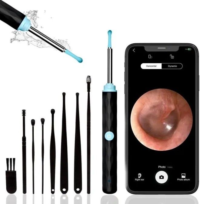 Household Cleaning Ear Wax Removal Kit with 1296P Otoscope Ear Cleaner Camera and Light
