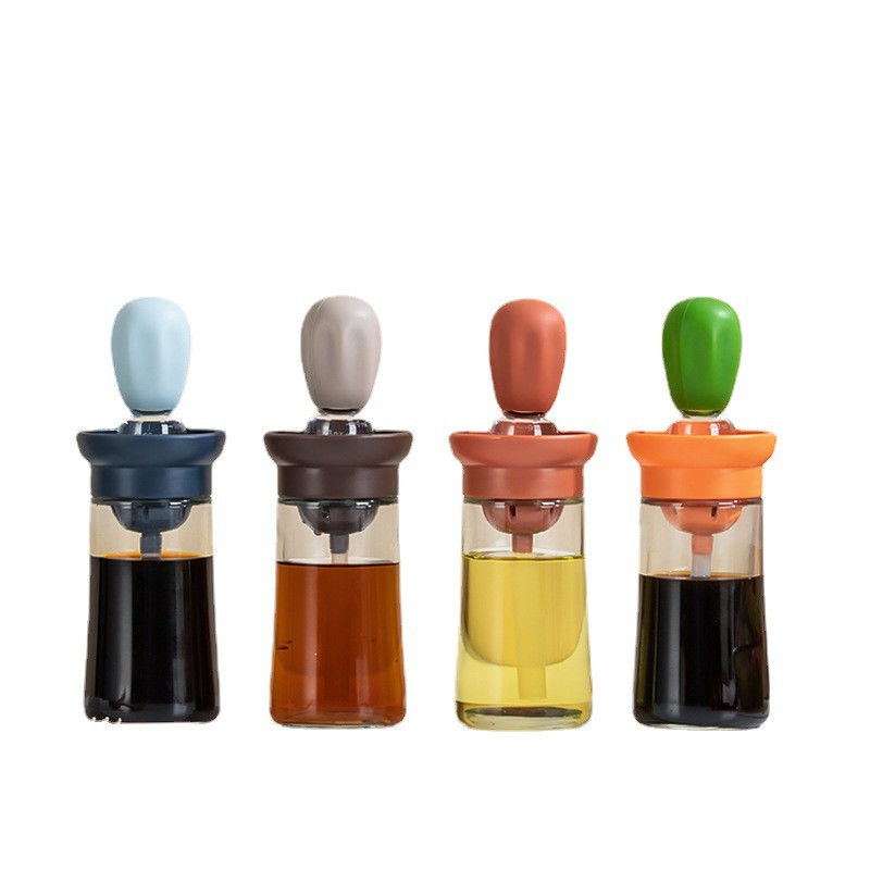 Sustainable Kitchen Oil Dispenser Bottle With Scale and Silicone Grill Brush for Home