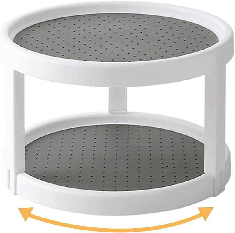 2 Layers Kitchen Spices Rotating Storage Rack for Easy Access to Spices and Toiletries