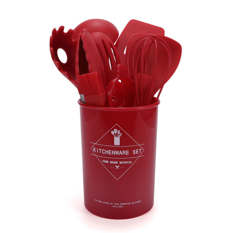 Kitchen Silicone Spatula Set with Storage Bucket 12-Piece Baking Cookware Non-Stick Tools