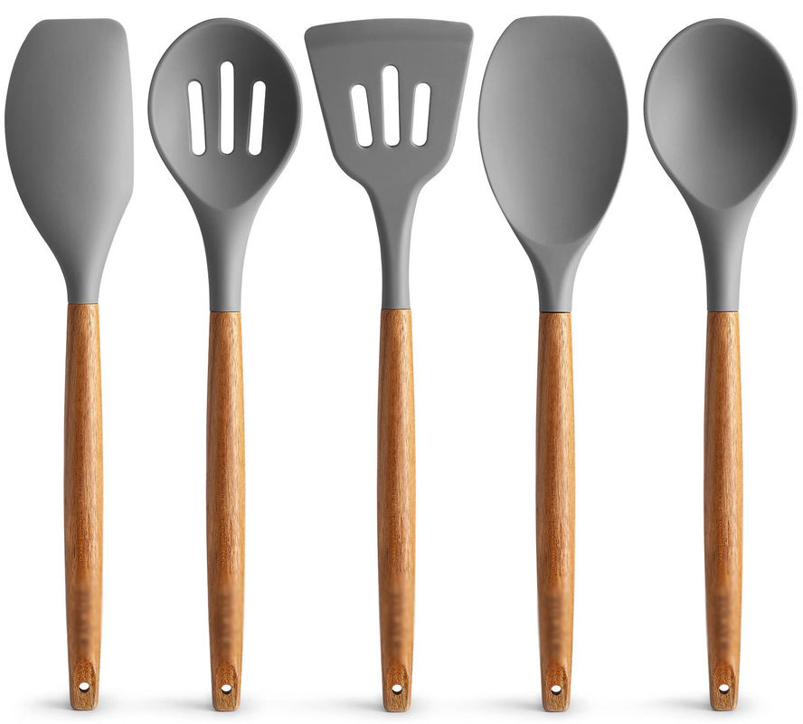 High Temperature Cooking Utensil Set for Kitchen 5 Piece Non-Stick Silicone Spatula Spoon