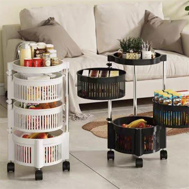 Non-folding Rack Rotating Vegetable Shelving for Sustainable Kitchen Floor Storage