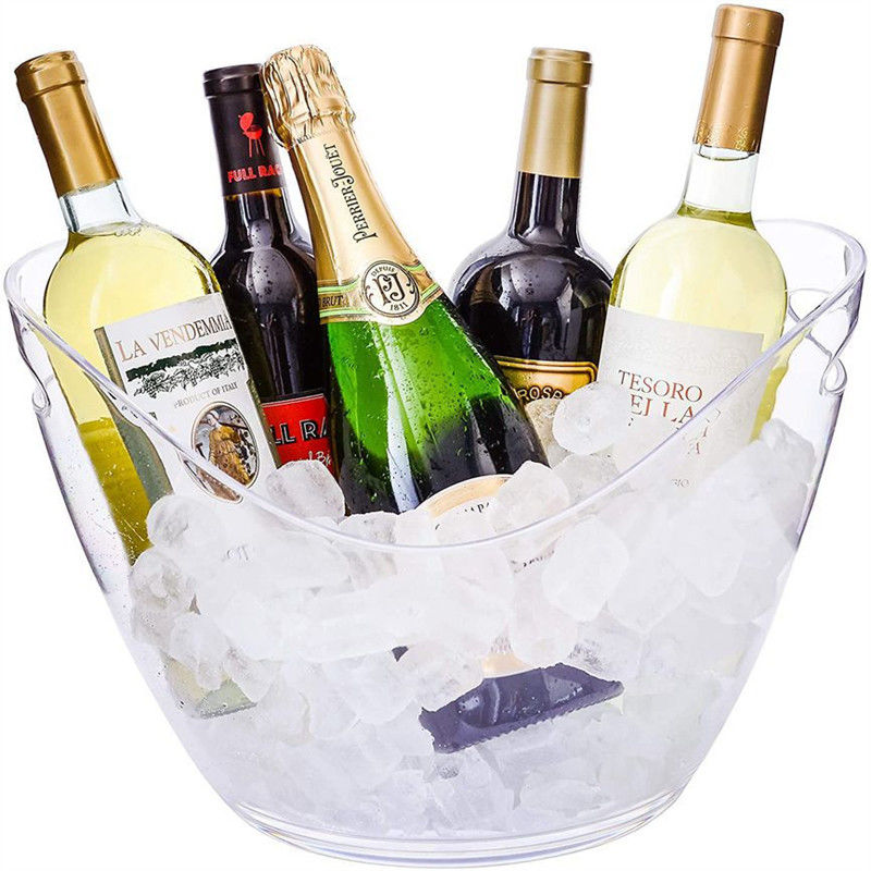 8L LED Acrylic Plastic Ice Bucket Modern Design Style for Party Bar Buckets Tongs Type