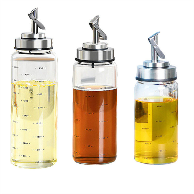 Automatic Opening and Closing Oil Bottle for Kitchen High Borosilicate Glass 6.4*25cm