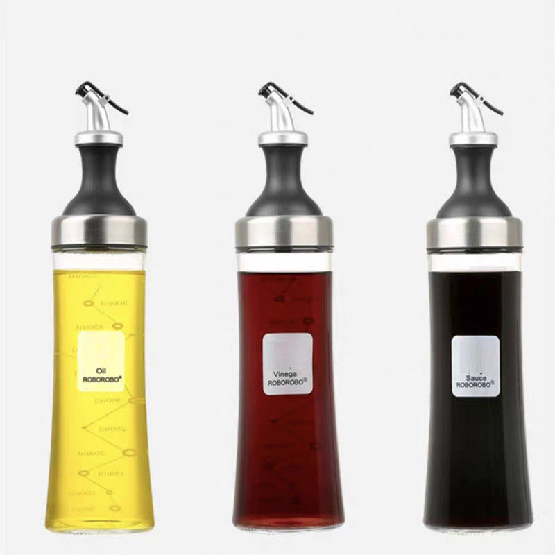 Household High Borosilicate Glass Oil Jar Set with Curved Spout and Oil Control Measurement Stocked