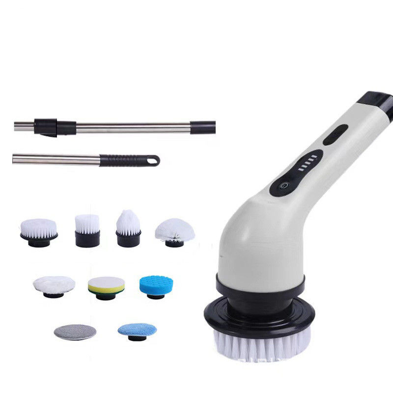 9 Replaceable Heads Cordless Bath Tub Power Scrubber for Household Cleaning Brush