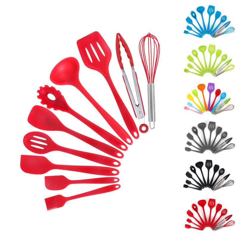 Green Silicone Support for High Temperature Cooking in Nonstick 10 Pcs Kitchen Utensil Set
