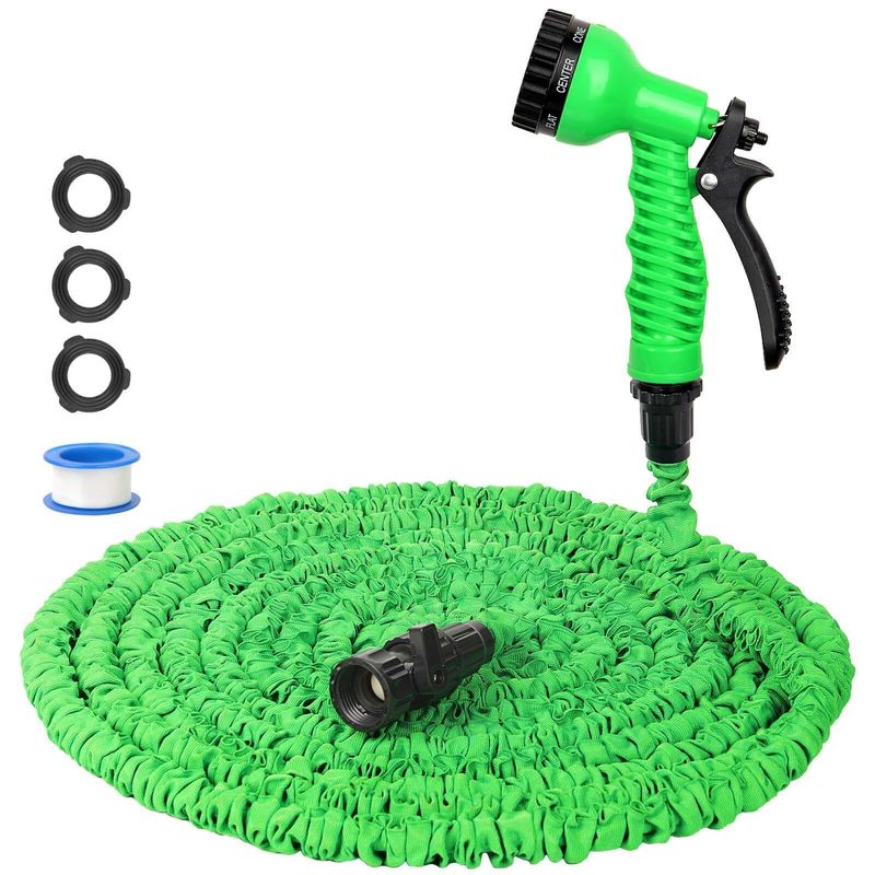 Watering Made Simple Expandable Magic Flex Heated Garden Hose 25-200FT with Spray Gun