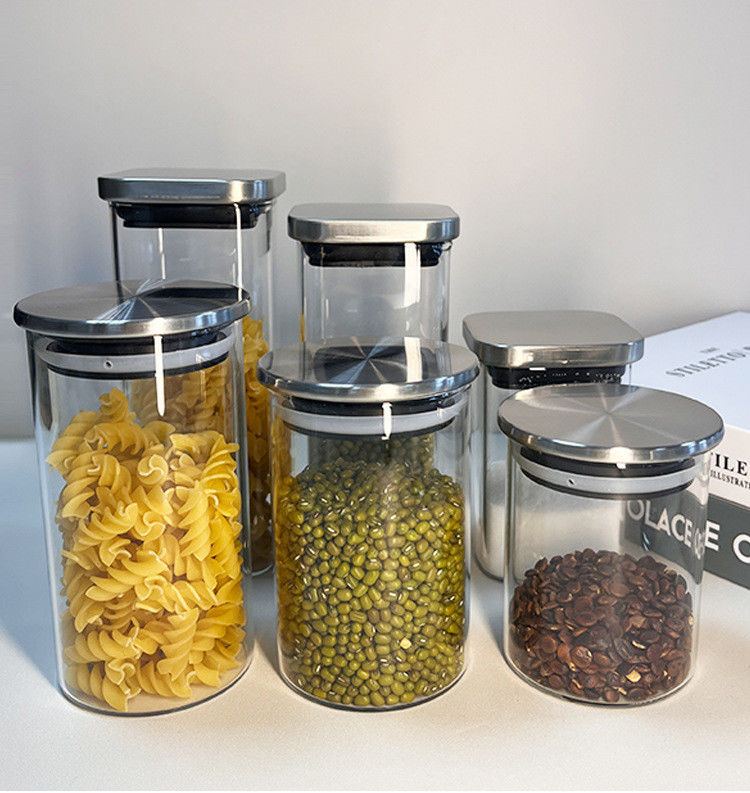 Stainless Steel Lid Glass Jar for Storing Dried Fruits Snacks and More in the Kitchen