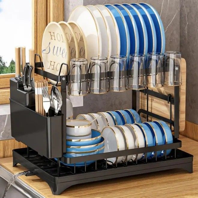 85*32*15cm Metal Dish Drainer Organizer Rack for Sustainable and Hygienic Dish Drying