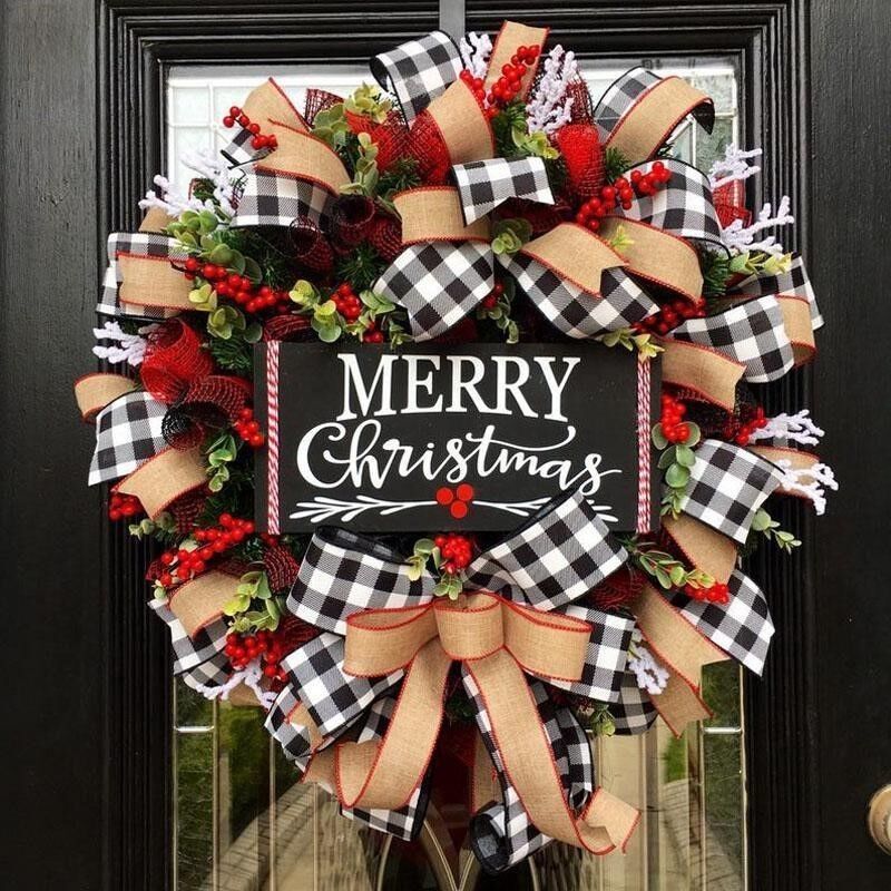 Bring Joy to Your Home with this Merry Christmas Wreath of Red Berries and Pine Cones