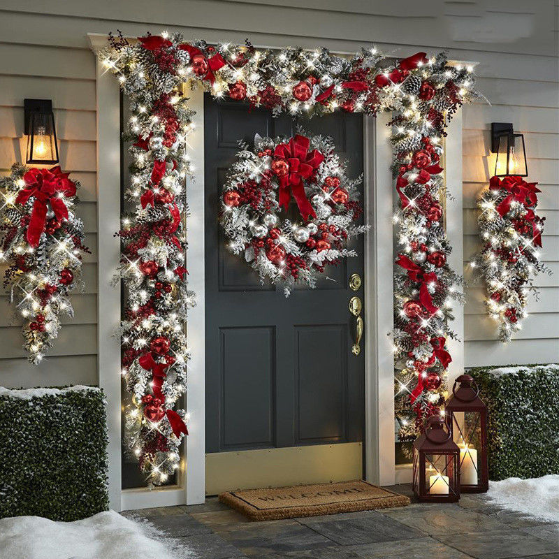 Customized Logo Merry Christmas Front Door Artificial Pine Garland for Party Decor