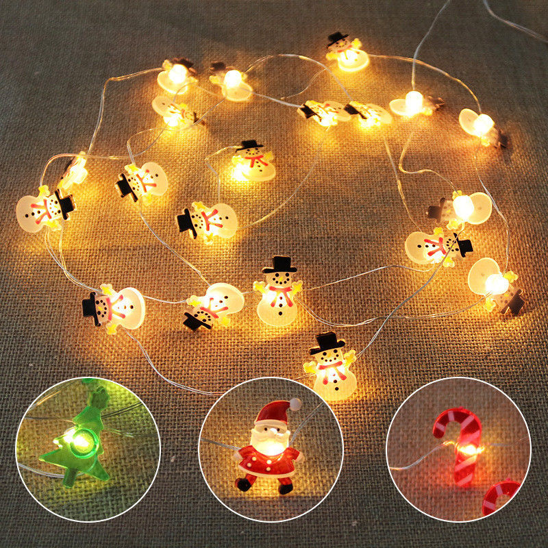 Santa Claus Scepter Snowflakes Elk Socks LED String Lights for Fairy Christmas Decoration