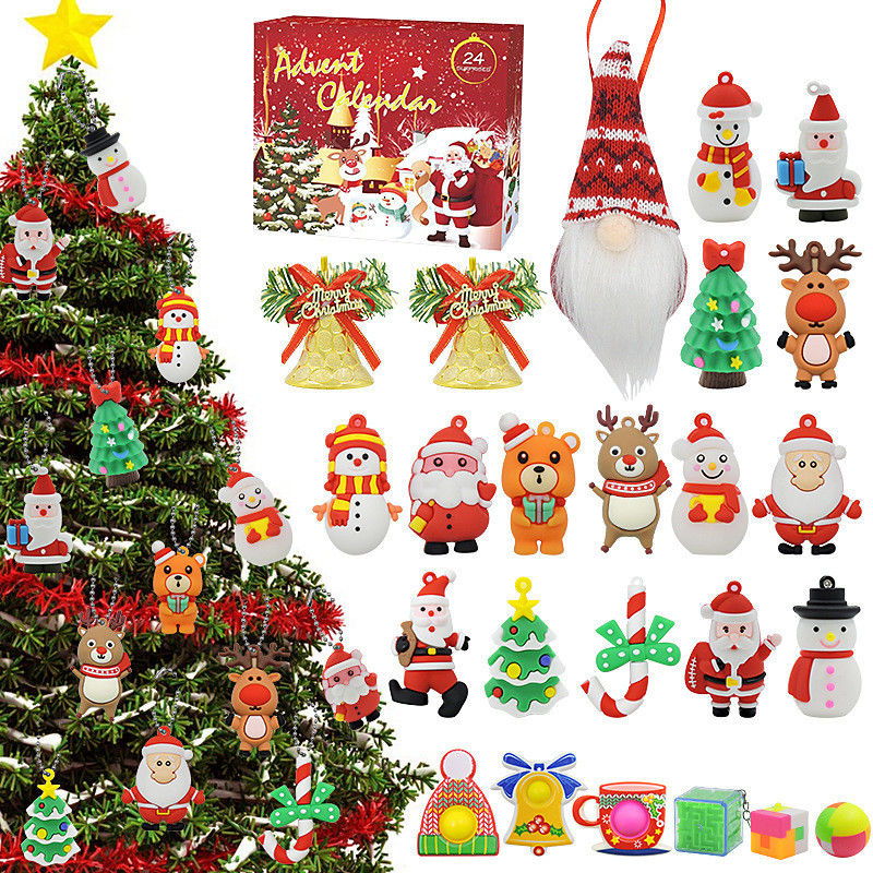 24pcs Christmas Advent Calendar Blind Box Cartoon Fidget Squishy Toy for Kids Toy Set
