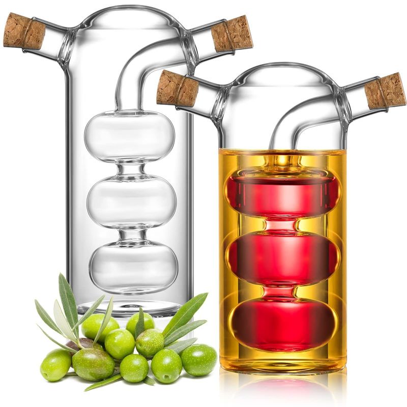 Clear Glass Bubble Pot 2-in-1 Kitchen Container for Separating Kettle and Cruet Bottle Set
