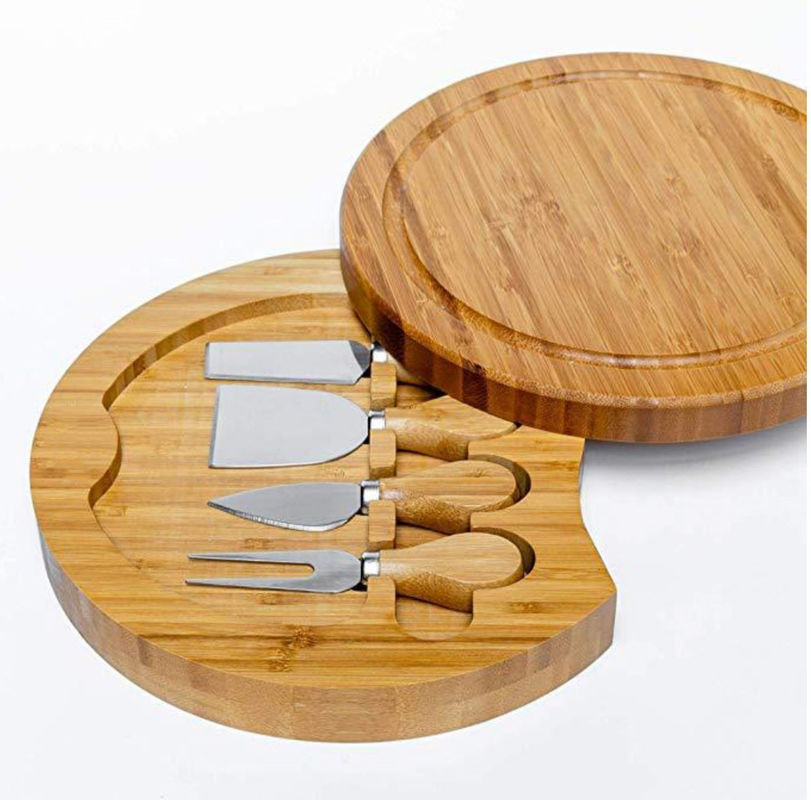 Wooden Pizza Tools Set for Durable Customized Logo Charcuterie Board in Round Shape